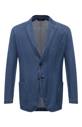 Мужской джинсовый пиджак BRIONI синего цвета по цене 169000 руб., арт. SGMR0L/08D31/S.BREASTE | Фото 1 Мужской джинсовый пиджак BRIONI синего цвета, арт. SGMR0L/08D31/S.BREASTE | Фото 1 (Длина (для топов): Стандартные; Материал внешний: Деним, Хлопок; Стили: Кэжуэл; Случай: Повседневный; 1-2-бортные: Однобортные; Пиджаки М: Приталенный; Рукава: Длинные; Региональные ограничения белый список (Axapta Mercury): RU)