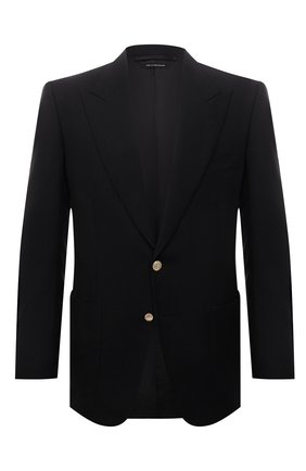 Мужской шерстяной пиджак TOM FORD черного цвета по цене 369500 руб., арт. 350R28/11HA40 | Фото 1 Мужской шерстяной пиджак TOM FORD черного цвета, арт. 350R28/11HA40 | Фото 1 (Длина (для топов): Стандартные; Стили: Классический; Случай: Коктейльный; Пиджаки М: Приталенный; Материал подклада: Купро, Шелк; Материал внешний: Шерсть; 1-2-бортные: Однобортные; Рукава: Длинные; Региональные ограничения белый список (Axapta Mercury): RU)