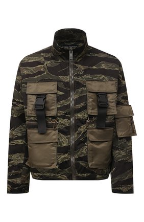 Мужская хлопковая куртка DOLCE & GABBANA хаки цвета, арт. G9XC4T/FS6MT | Фото 1 (Рукава: Длинные; Кросс-КТ: Куртка, Ветровка; Материал внешний: Хлопок; Стили: Милитари; Длина (верхняя одежда): Короткие; Региональные ограничения белый список (Axapta Mercury): RU)