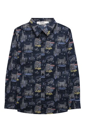 Детская хлопковая рубашка BONPOINT синего цвета, арт. H20AGILE4(670B)_823050 | Фото 1 (Материал внешний: Хлопок; Рукава: Длинные; Региональные ограничения белый список (Axapta Mercury): RU)