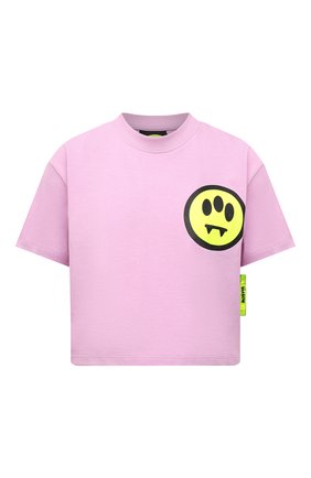 Женская хлопковая футболка BARROW светло-розового цвета, арт. 031359/W | Фото 1 (Рукава: Короткие; Длина (для топов): Укороченные; Стили: Спорт-шик; Материал внешний: Хлопок; Принт: С принтом; Женское Кросс-КТ: Футболка-одежда; Региональные ограничения белый список (Axapta Mercury): RU)