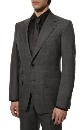 Мужской шерстяной костюм TOM FORD серого цвета по цене 386500 руб., арт. 332R00/21AA43 | Фото 2 Мужской шерстяной костюм TOM FORD серого цвета, арт. 332R00/21AA43 | Фото 2 (Костюмы М: Однобортный; Материал подклада: Купро, Шелк; Стили: Классический; Материал внешний: Шерсть; Рукава: Длинные; Региональные ограничения белый список (Axapta Mercury): RU)