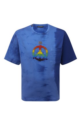 Мужская хлопковая футболка DOLCE & GABBANA синего цвета, арт. G8NW1Z/FUGK6 | Фото 1 (Материал внешний: Хлопок; Рукава: Короткие; Длина (для топов): Стандартные; Принт: С принтом; Стили: Спорт-шик; Региональные ограничения белый список (Axapta Mercury): RU)