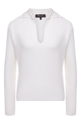 Женский пуловер из шелка и хлопка LORO PIANA молочного цвета, арт. FAM0701 | Фото 1 (Рукава: Длинные; Стили: Кэжуэл, Минимализм; Длина (для топов): Стандартные; Женское Кросс-КТ: Пуловер-одежда; Материал внешний: Хлопок, Шелк; Региональные ограничения белый список (Axapta Mercury): RU)