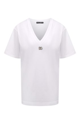 Женская хлопковая футболка DOLCE & GABBANA белого цвета, арт. F8M65Z/G7B3U | Фото 1 (Стили: Спорт-шик; Длина (для топов): Стандартные; Материал внешний: Хлопок; Рукава: Короткие; Принт: Без принта; Женское Кросс-КТ: Футболка-одежда; Региональные ограничения белый список (Axapta Mercury): RU)