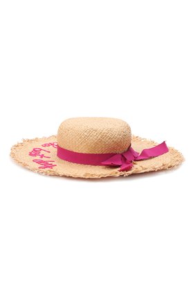 Детская соломенная шляпа IL TRENINO розового цвета, арт. 22 8026/1G | Фото 2 (Материал: Растительное волокно; Региональные ограничения белый список (Axapta Mercury): RU)