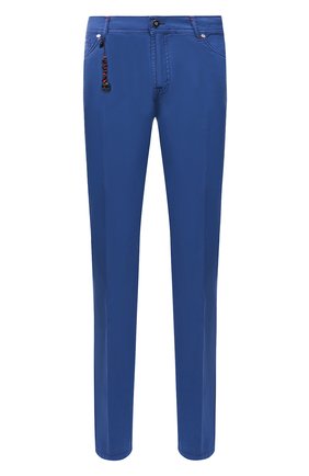 Мужские брюки из хлопка и шелка MARCO PESCAROLO синего цвета, арт. NERAN0M18/ZIP/4501 | Фото 1 (Длина (брюки, джинсы): Стандартные; Материал внешний: Хлопок; Региональные ограничения белый список (Axapta Mercury): RU; Случай: Повседневный; Стили: Кэжуэл)