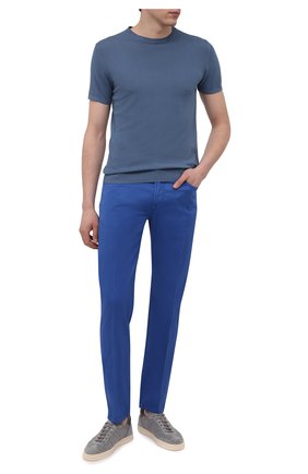Мужские брюки из хлопка и шелка MARCO PESCAROLO синего цвета, арт. NERAN0M18/ZIP/4501 | Фото 2 (Длина (брюки, джинсы): Стандартные; Материал внешний: Хлопок; Региональные ограничения белый список (Axapta Mercury): RU; Случай: Повседневный; Стили: Кэжуэл)