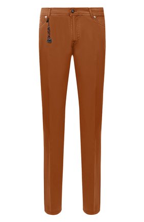 Мужские брюки из хлопка и шелка MARCO PESCAROLO коричневого цвета, арт. NERAN0M18/ZIP/4501 | Фото 1 (Длина (брюки, джинсы): Стандартные; Материал внешний: Хлопок; Региональные ограничения белый список (Axapta Mercury): RU; Случай: Повседневный; Стили: Кэжуэл)