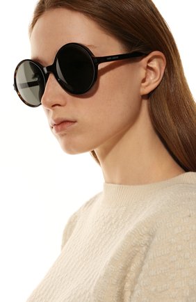 Женские солнцезащитные очки SAINT LAURENT темно-коричневого цвета, арт. SL 450 002 | Фото 2 (Тип очков: С/з; Оптика Гендер: оптика-женское; Очки форма: Круглые)