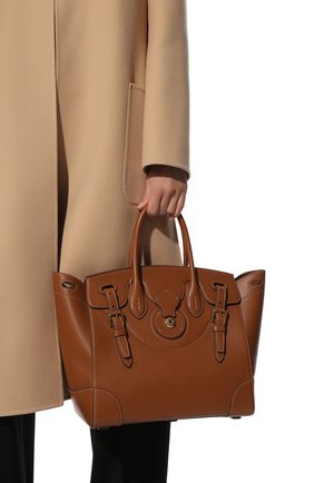 Женская сумка soft ricky 33 RALPH LAUREN коричневого цвета, арт. 435870151 | Фото 2 (Материал: Натуральная кожа; Размер: medium; Сумки-технические: Сумки top-handle, Сумки через плечо)