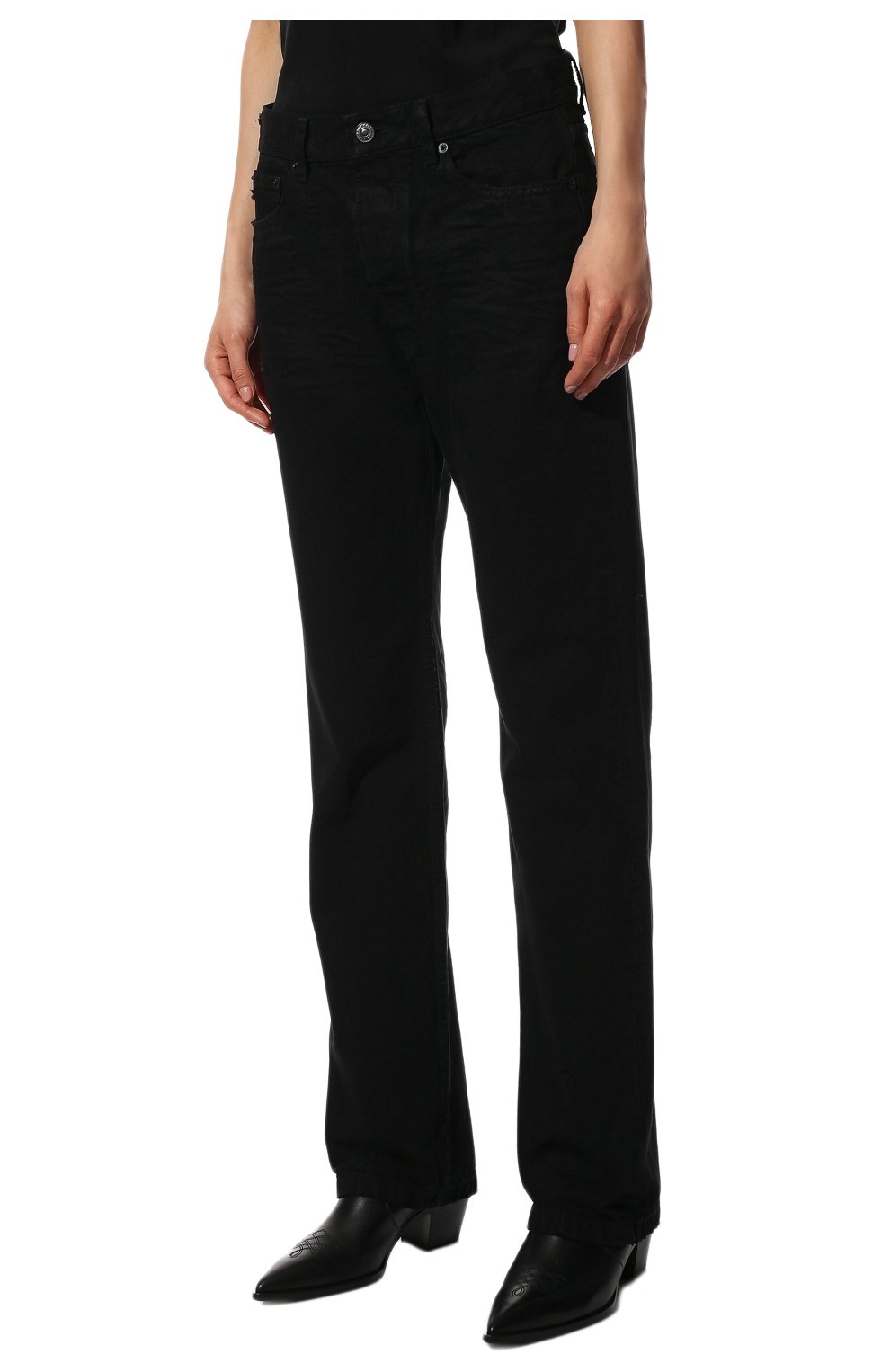 Женские джинсы BALENCIAGA черного цвета, арт. 681733/TEW05 | Фото 3 (Кросс-КТ: Деним; Длина (брюки, джинсы): Стандартные; Силуэт Ж (брюки и джинсы): Прямые; Стили: Гранж; Материал внешний: Хлопок, Деним)