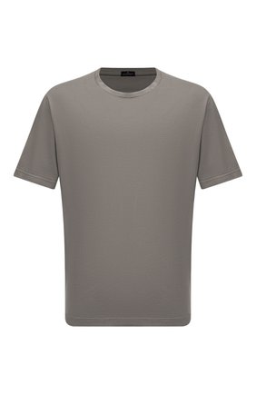 Мужская хлопковая футболка CAPOBIANCO серого цвета, арт. 12M660.AL01./58-60 | Фото 1 (Длина (для топов): Стандартные; Материал внешний: Хлопок; Рукава: Короткие; Принт: Без принта; Стили: Кэжуэл; Big sizes: Big Sizes)