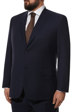 Мужской шерстяной костюм BRIONI темно-синего цвета по цене 494000 руб., арт. RAH20M/P0A15/BRACCIAN0 | Фото 2 Мужской шерстяной костюм BRIONI темно-синего цвета, арт. RAH20M/P0A15/BRACCIAN0 | Фото 2 (Материал внешний: Шерсть; Рукава: Длинные; Материал подклада: Купро; Костюмы М: Однобортный; Стили: Классический; Big sizes: Big Sizes)