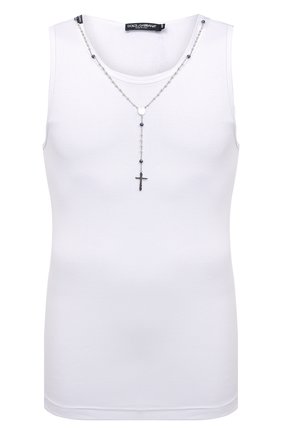 Мужская хлопковая майка DOLCE & GABBANA белого цвета по цене 59950 руб., арт. G8NM3Z/G7B0B | Фото 1 Мужская хлопковая майка DOLCE & GABBANA белого цвета, арт. G8NM3Z/G7B0B | Фото 1 (Длина (для топов): Стандартные; Материал внешний: Хлопок; Принт: Без принта; Стили: Гранж; Рукава: Без рукавов)