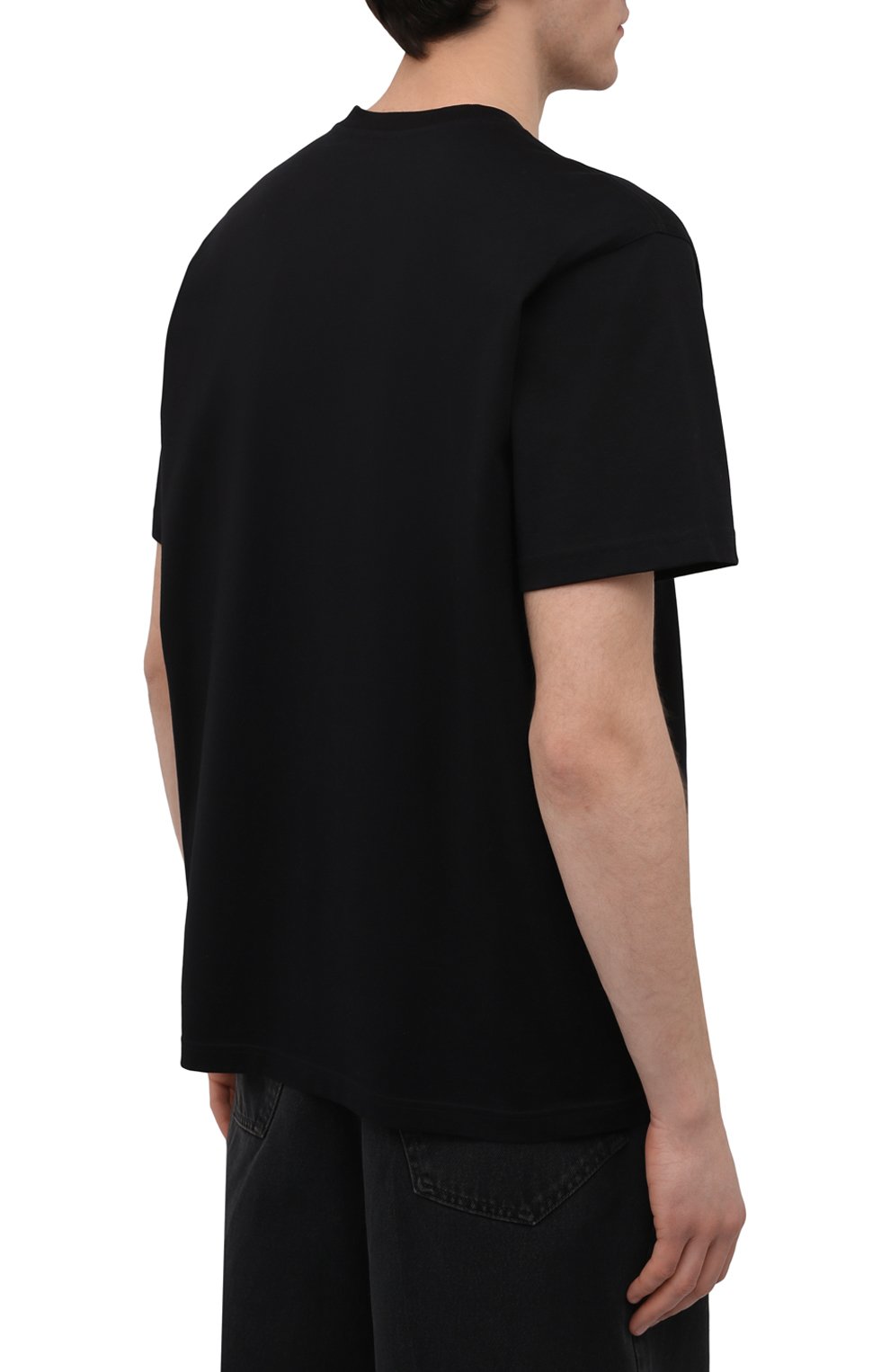 Мужская хлопковая футболка BURBERRY черного цвета, арт. 8048289 | Фото 4 (Рукава: Короткие; Длина (для топов): Стандартные; Принт: С принтом; Материал внешний: Хлопок; Стили: Кэжуэл)