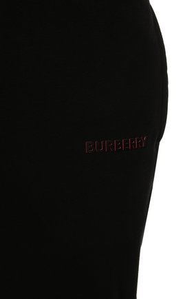 Мужские хлопковые джоггеры BURBERRY черного цвета, арт. 8048239 | Фото 5 (Длина (брюки, джинсы): Стандартные; Материал внешний: Хлопок; Стили: Спорт-шик; Силуэт М (брюки): Джоггеры)