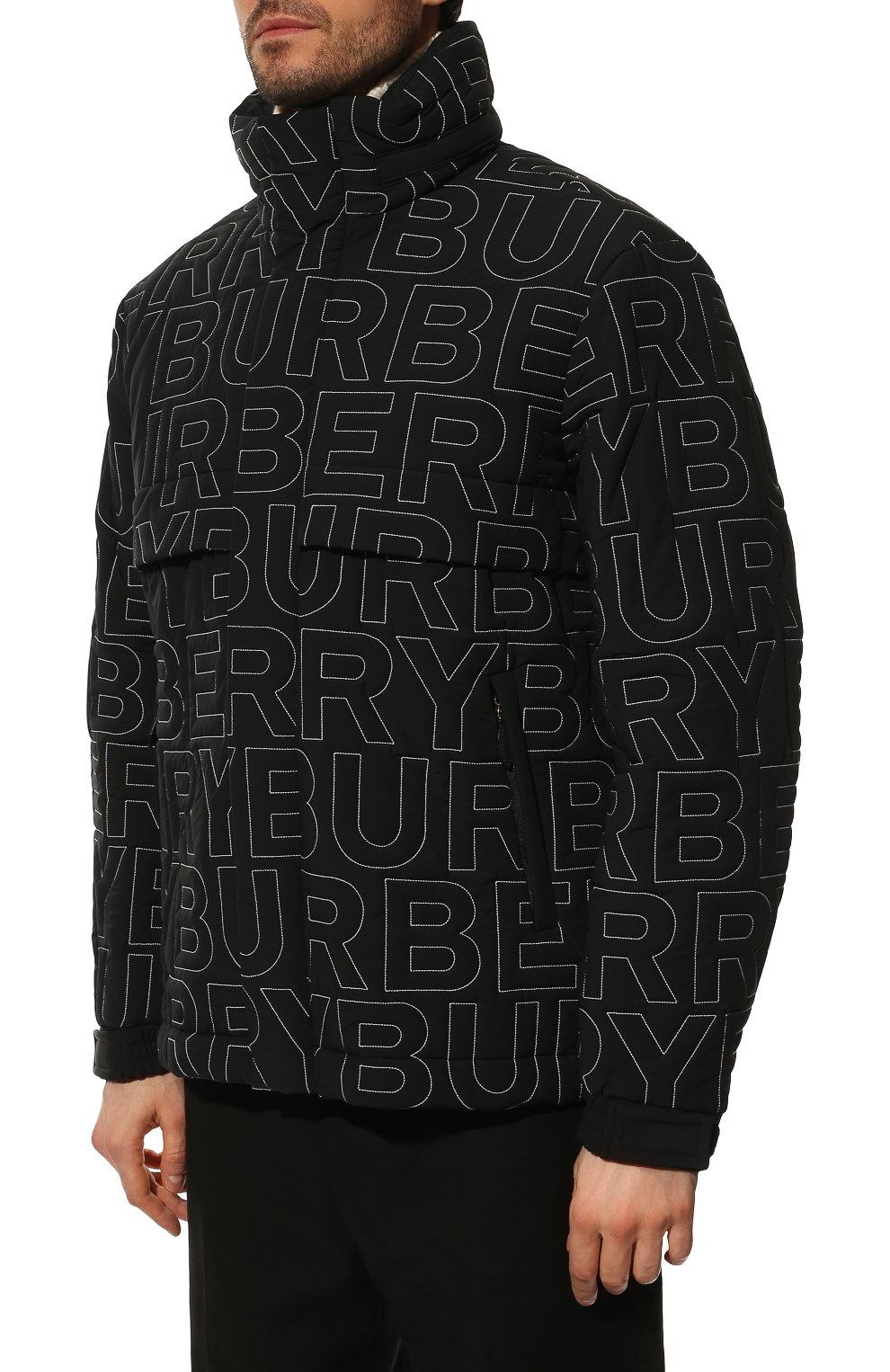 Мужская утепленная куртка BURBERRY черного цвета, арт. 8047792 | Фото 3 (Кросс-КТ: Куртка; Рукава: Длинные; Материал внешний: Синтетический материал; Мужское Кросс-КТ: утепленные куртки; Материал подклада: Синтетический материал; Длина (верхняя одежда): Короткие; Стили: Кэжуэл)