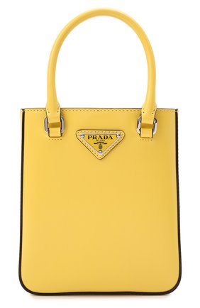 Женский сумка-тоут PRADA желтого цвета, арт. 1BA331-ZO6-F0ZNZ-OOO | Фото 1 (Размер: mini; Ремень/цепочка: На ремешке; Материал: Натуральная кожа; Сумки-технические: Сумки-шопперы)