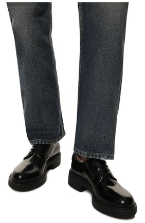 Женская кожаные дерби PRADA черного цвета, арт. 1E877M-055-F0002-B050 | Фото 3 (Подошва: Платформа; Материал внешний: Кожа; Каблук высота: Низкий; Длина стельки: 24,5; толщина подошвы: 2,2; ширина носка стельки: 8; высота каблука: 4,3)