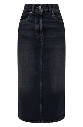 Женская джинсовая юбка PRADA синего цвета, арт. GFD162-10UJ-F0008-212 | Фото 1 (Длина Ж (юбки, платья, шорты): Миди; Материал внешний: Хлопок, Деним; Женское Кросс-КТ: Юбка-одежда; Кросс-КТ: Деним; Стили: Гранж)