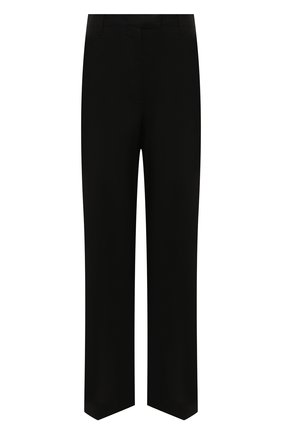 Женские шелковые брюки PRADA черного цвета, арт. P286F-10GP-F0002-221 | Фото 1 (Материал внешний: Шелк; Длина (брюки, джинсы): Стандартные; Женское Кросс-КТ: Брюки-одежда; Стили: Кэжуэл; Силуэт Ж (брюки и джинсы): Широкие)