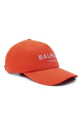 Женская хлопковая бейсболка BALMAIN оранжевого цвета, арт. XF1XA015/BB31 | Фото 1 (Материал: Хлопок, Текстиль)