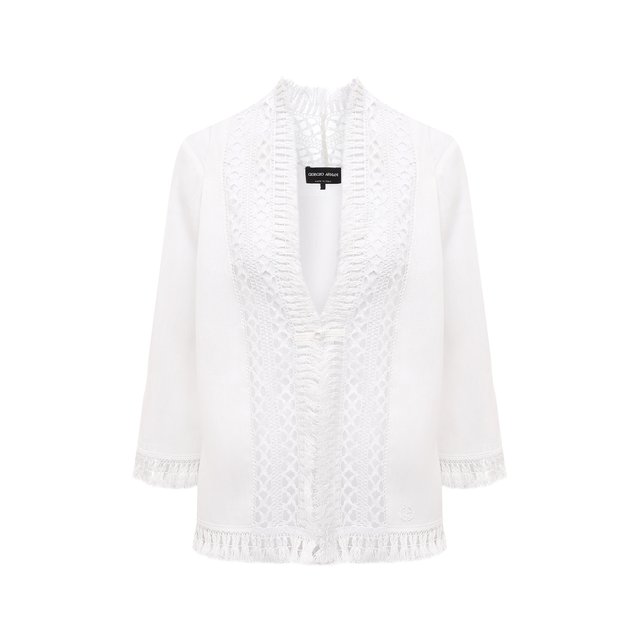Льняная блузка Giorgio Armani белого цвета