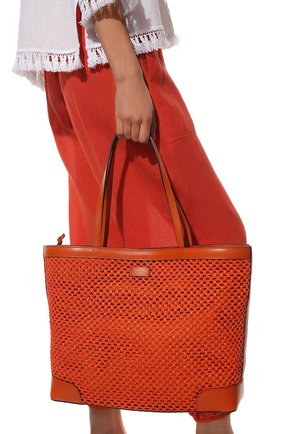 Женский сумка-тоут nine2five JIMMY CHOO оранжевого цвета, арт. NINE2FIVE E/W/VQU | Фото 2 (Размер: large; Материал: Текстиль; Сумки-технические: Сумки-шопперы)
