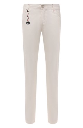 Мужские брюки из хлопка и шелка MARCO PESCAROLO белого цвета, арт. NERAN0M18/ZIP/4501 | Фото 1 (Длина (брюки, джинсы): Стандартные; Материал внешний: Хлопок; Случай: Повседневный; Стили: Кэжуэл)