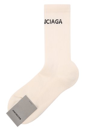 Мужские хлопковые носки BALENCIAGA кремвого цвета, арт. 540633/472B4 | Фото 1 (Материал внешний: Хлопок; Кросс-КТ: бельё)