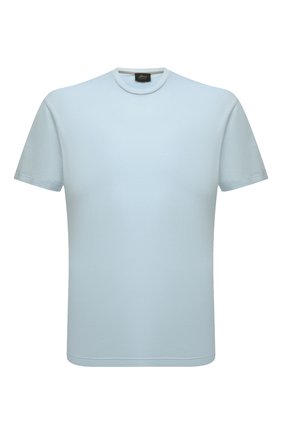 Мужская хлопковая футболка BRIONI светло-голубого цвета, арт. UJLA0L/P1613 | Фото 1 (Рукава: Короткие; Длина (для топов): Стандартные; Материал внешний: Хлопок; Принт: Без принта; Стили: Кэжуэл)