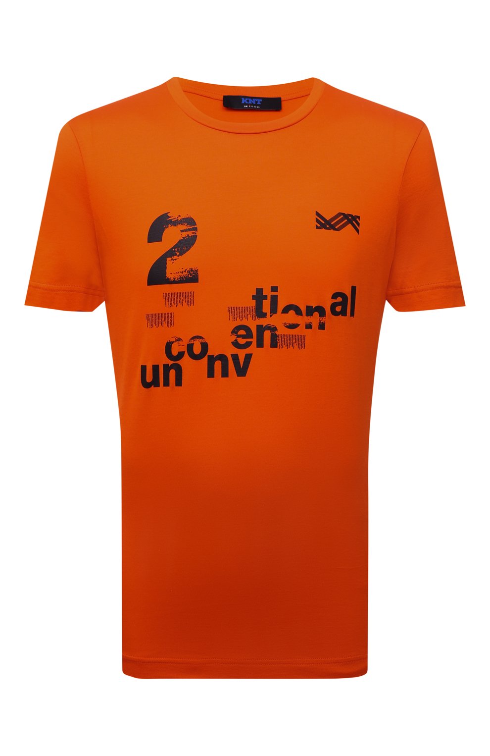 Мужская хлопковая футболка KNT оранжевого цвета, арт. UMM0236 | Фото 1 (Рукава: Короткие; Длина (для топов): Стандартные; Принт: С принтом; Материал внешний: Хлопок; Стили: Кэжуэл)