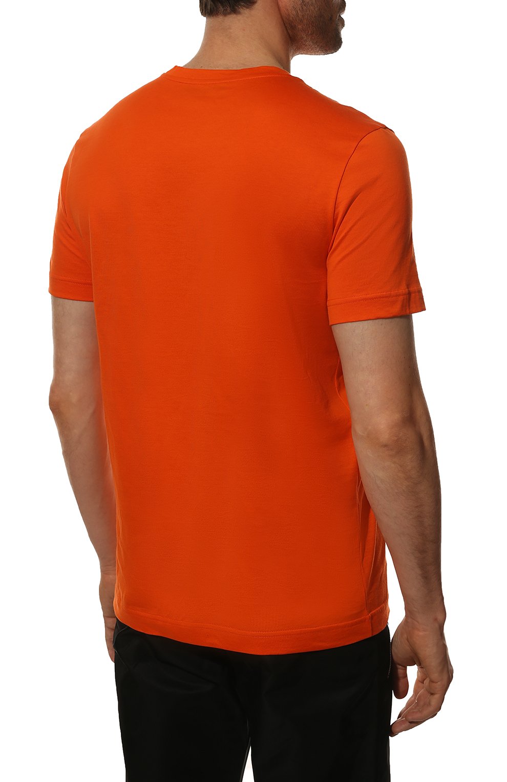 Мужская хлопковая футболка KNT оранжевого цвета, арт. UMM0236 | Фото 4 (Рукава: Короткие; Длина (для топов): Стандартные; Принт: С принтом; Материал внешний: Хлопок; Стили: Кэжуэл)