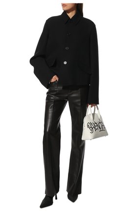 Женский шерстяной жакет BALENCIAGA черного цвета по цене 215000 руб., арт. 680959/TLT17 | Фото 2 Женский шерстяной жакет BALENCIAGA черного цвета, арт. 680959/TLT17 | Фото 2 (Рукава: Длинные; Материал внешний: Шерсть; Длина (для топов): Стандартные; Материал подклада: Купро; Стили: Гламурный; Случай: Повседневный; Женское Кросс-КТ: Жакет-одежда; 1-2-бортные: Однобортные)
