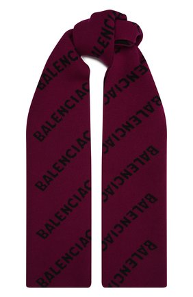 Женский шерстяной шарф BALENCIAGA фиолетового цвета, арт. 659680/T1567 | Фото 1 (Материал: Шерсть, Текстиль)