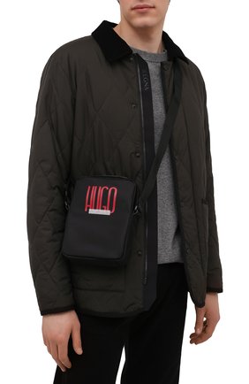 Мужская текстильная сумка HUGO черного цвета, арт. 50473027 | Фото 2 (Размер: small; Ремень/цепочка: На ремешке; Материал: Текстиль)