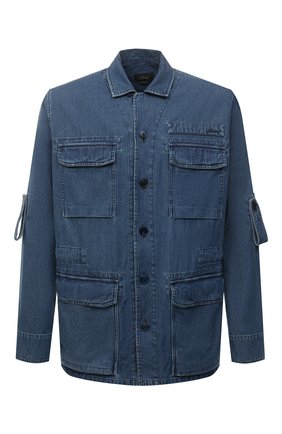 Мужская джинсовая куртка BRIONI синего цвета, арт. SLS90L/08D31 | Фото 1 (Рукава: Длинные; Материал внешний: Хлопок, Деним; Длина (верхняя одежда): Короткие; Кросс-КТ: Деним, Куртка; Стили: Кэжуэл)