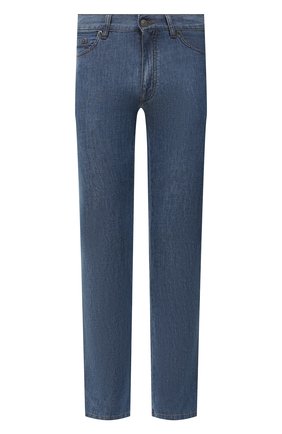 Мужские джинсы ERMENEGILDO ZEGNA синего цвета, арт. UZI91/GAN | Фото 1 (Силуэт М (брюки): Прямые; Кросс-КТ: Деним; Длина (брюки, джинсы): Стандартные; Материал внешний: Хлопок, Деним; Стили: Кэжуэл)