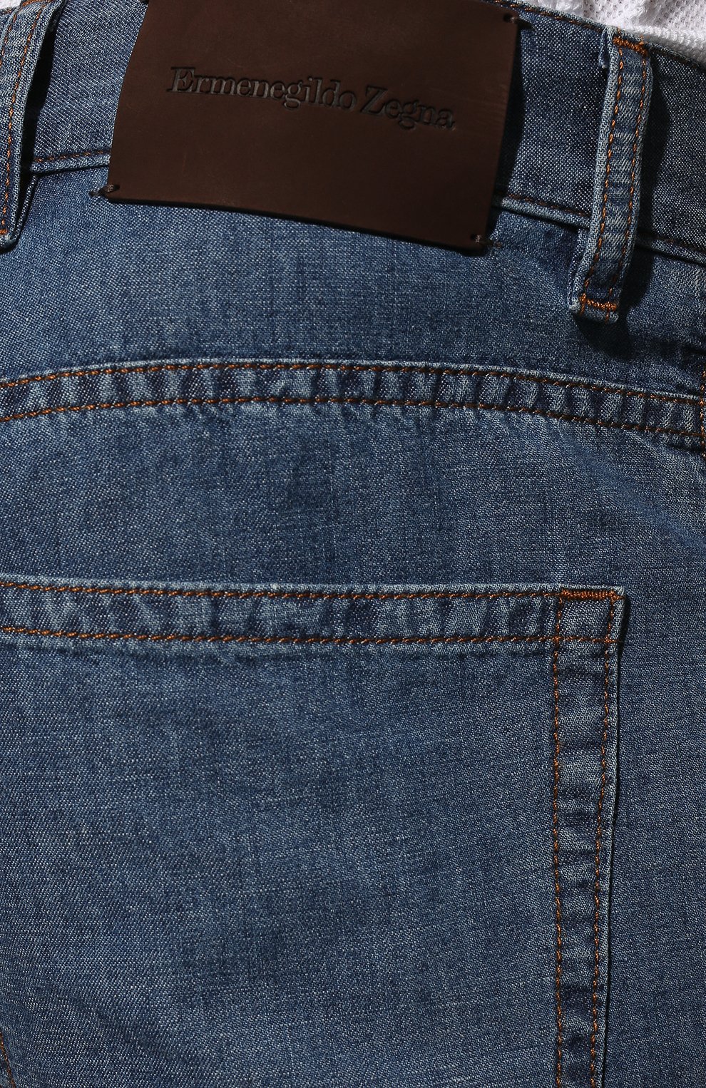 Мужские джинсы ERMENEGILDO ZEGNA синего цвета, арт. UZI91/GAN | Фото 5 (Силуэт М (брюки): Прямые; Кросс-КТ: Деним; Длина (брюки, джинсы): Стандартные; Материал внешний: Хлопок, Деним; Стили: Кэжуэл)