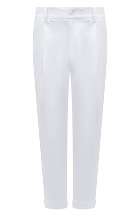 Мужские хлопковые брюки GIORGIO ARMANI белого цвета, арт. 3LSP69/SN80Z | Фото 1 (Длина (брюки, джинсы): Укороченные; Материал внешний: Хлопок; Случай: Повседневный; Стили: Кэжуэл)