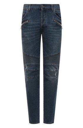 Мужские джинсы BALMAIN синего цвета по цене 109000 руб., арт. XH1MH005/DB68 | Фото 1 Мужские джинсы BALMAIN синего цвета, арт. XH1MH005/DB68 | Фото 1 (Материал внешний: Хлопок, Деним; Длина (брюки, джинсы): Стандартные; Кросс-КТ: Деним; Силуэт М (брюки): Прямые; Детали: Потертости; Стили: Гранж)