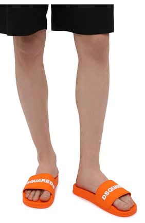 Мужские шлепанцы DSQUARED2 оранжевого цвета, арт. FFM0023 17205013 | Фото 3 (Материал внешний: Резина)