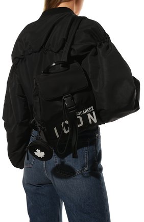 Женский рюкзак d2 icon DSQUARED2 черного цвета, арт. BPW0021 11703199 | Фото 2 (Размер: medium; Материал: Текстиль; Стили: Кэжуэл)