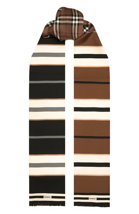Женский шелковый шарф BURBERRY коричневого цвета, арт. 8049575 | Фото 1 (Материал: Шелк, Текстиль)