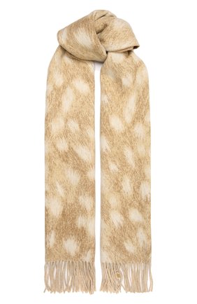 Женский шерстяной шарф BURBERRY светло-бежевого цвета, арт. 8049672 | Фото 1 (Материал: Шерсть, Текстиль)