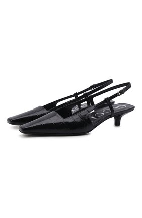 Женские кожаные туфли GUCCI черного цвета, арт. 679360/UKQ00 | Фото 1 (Материал внешний: Кожа; Материал внутренний: Натуральная кожа; Каблук тип: Kitten heel; Каблук высота: Низкий)