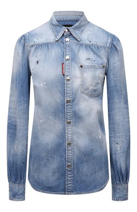 Женская джинсовая рубашка DSQUARED2 голубого цвета по цене 58150 руб., арт. S75DL0801/S30341 | Фото 1 Женская джинсовая рубашка DSQUARED2 голубого цвета, арт. S75DL0801/S30341 | Фото 1 (Длина (для топов): Стандартные; Рукава: Длинные; Материал внешний: Хлопок, Деним; Женское Кросс-КТ: Рубашка-одежда; Кросс-КТ: Деним; Принт: Без принта; Стили: Гранж)