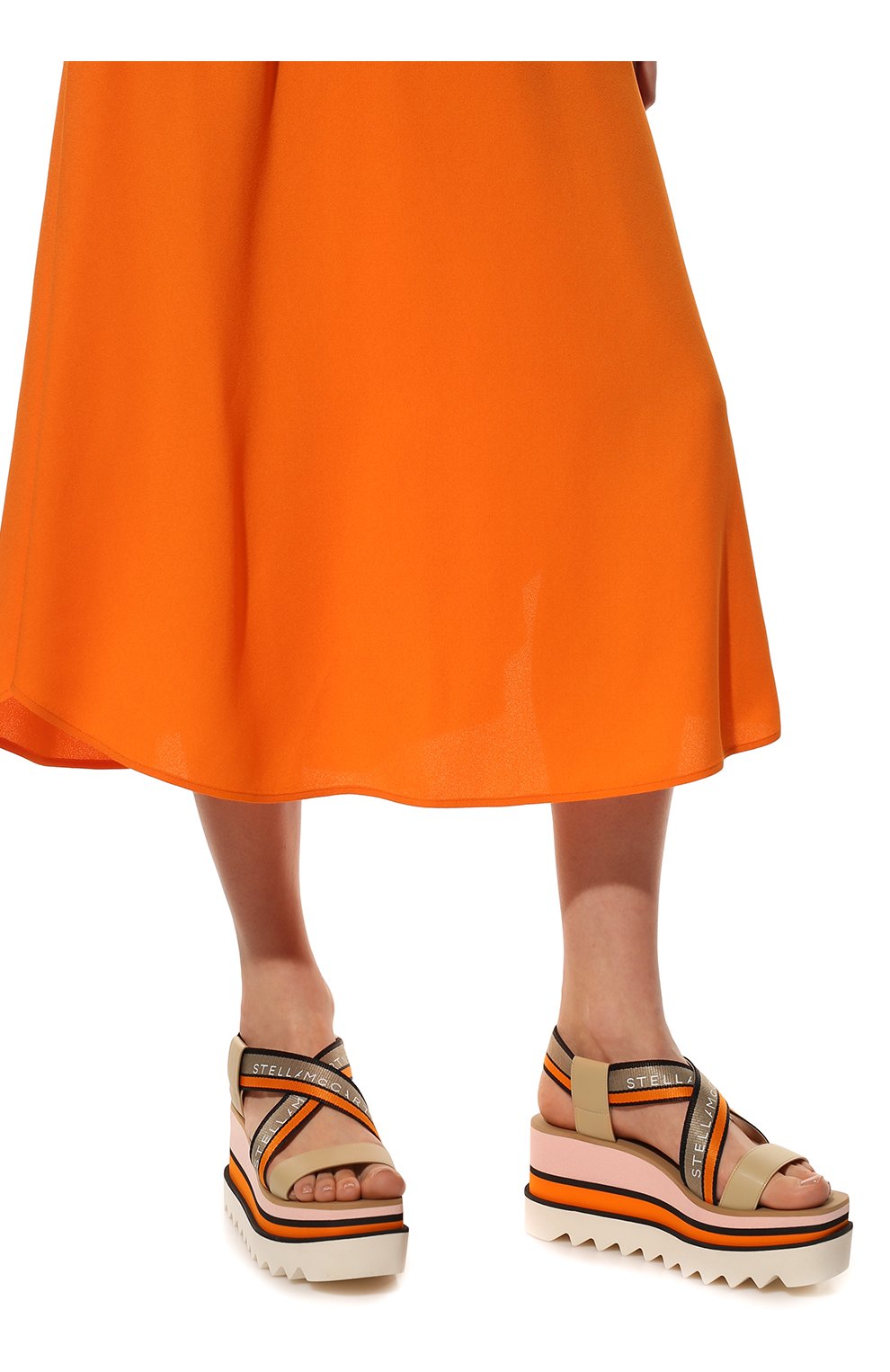 Женские комбинированные сандалии STELLA MCCARTNEY бежевого цвета, арт. 810023/E00015 | Фото 3 (Материал внешний: Текстиль; Материал внутренний: Текстиль; Подошва: Массивная)