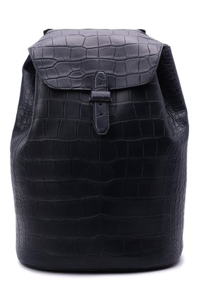 Мужской рюкзак из кожи аллигатора BRIONI темно-синего цвета, арт. 0IW60L/P1716/AMIS | Фото 1 (Материал: Экзотическая кожа; Размер: large; Стили: Классический)